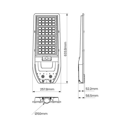 LED-Solar-Straßenlampe VIA 150W/15000 mAh 3,2V 6000K IP65 + Fernbedienung