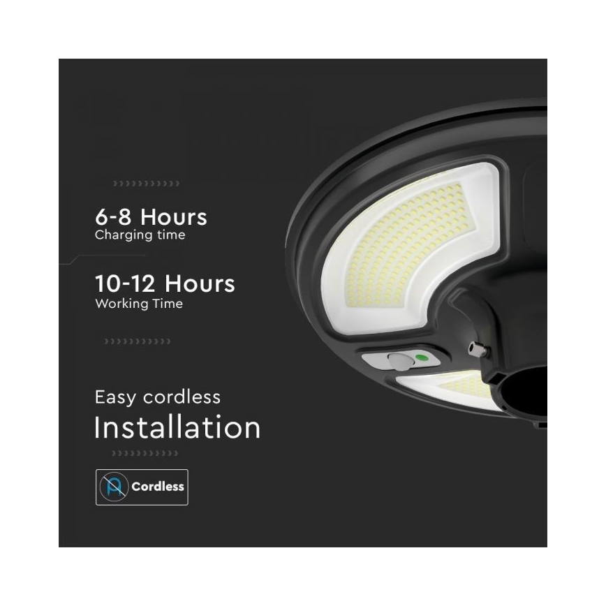 LED-Solar-Straßenlaterne mit Sensor LED/10W/3,2V IP65 4000K 15000 mAh + Fernbedienung