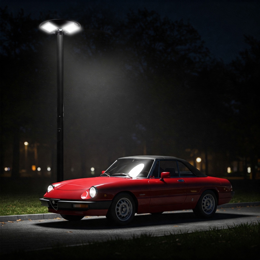 Dimmbare LED-Solar-Straßenlaterne mit Sensor LED/15W/6V 11000 mAh 6500K IP65 schwarz + Fernbedienung