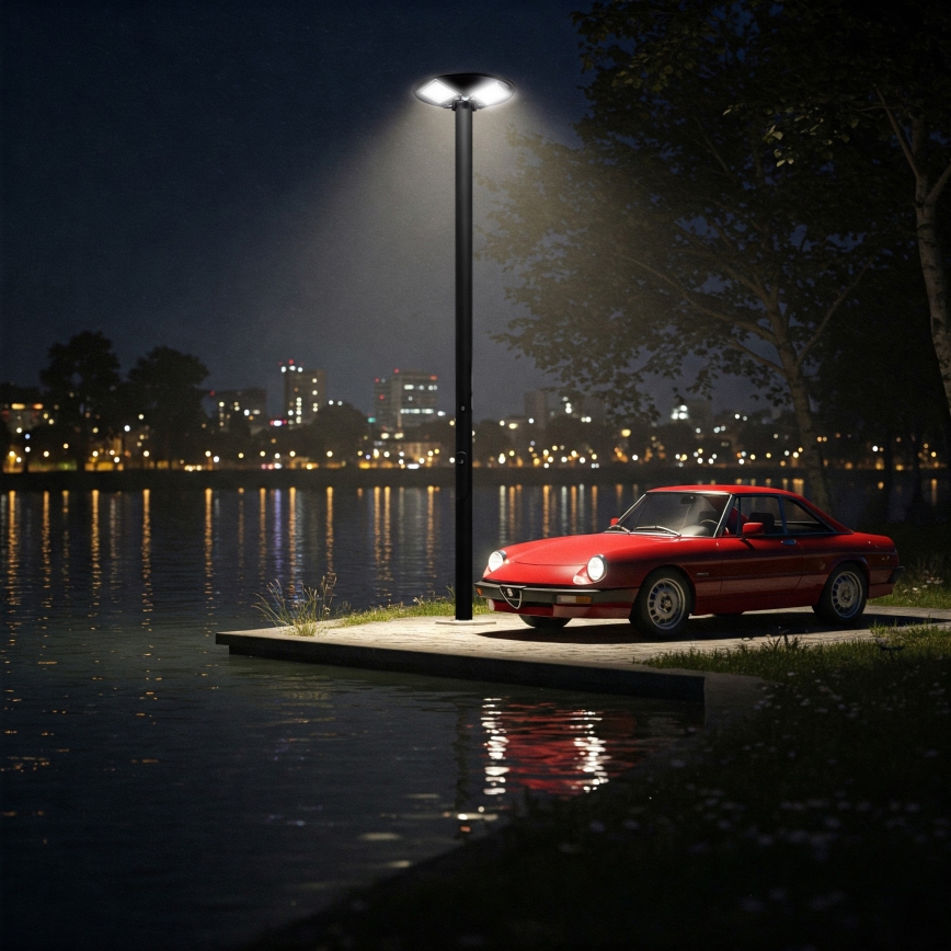 Dimmbare LED-Solar-Straßenlaterne mit Sensor LED/15W/6V 11000 mAh 6500K IP65 schwarz + Fernbedienung