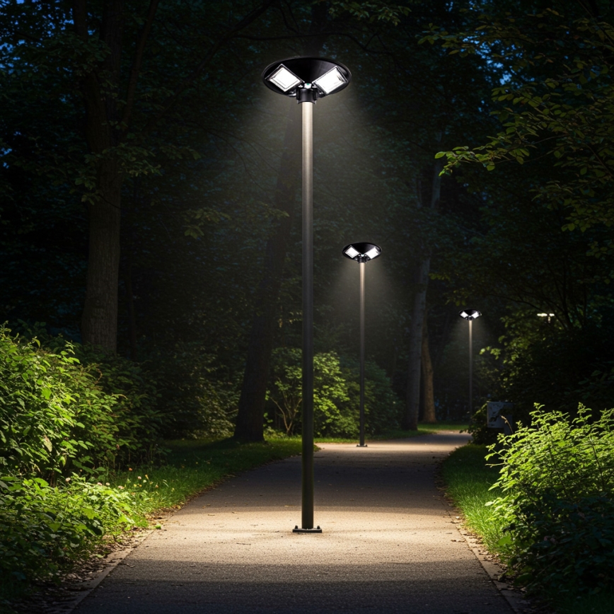 Dimmbare LED-Solar-Straßenlaterne mit Sensor LED/15W/6V 11000 mAh 6500K IP65 schwarz + Fernbedienung