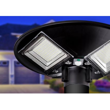 Dimmbare LED-Solar-Straßenlaterne mit Sensor LED/15W/6V 11000 mAh 6500K IP65 schwarz + Fernbedienung