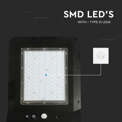 LED-Solar-Straßenlaterne mit Sensor LED/40W/9,6V IP65 6000K 12000 mAh + Fernbedienung
