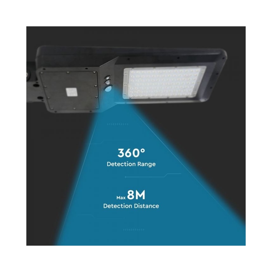 LED-Solar-Straßenlaterne mit Sensor LED/40W/9,6V IP65 6000K 12000 mAh + Fernbedienung