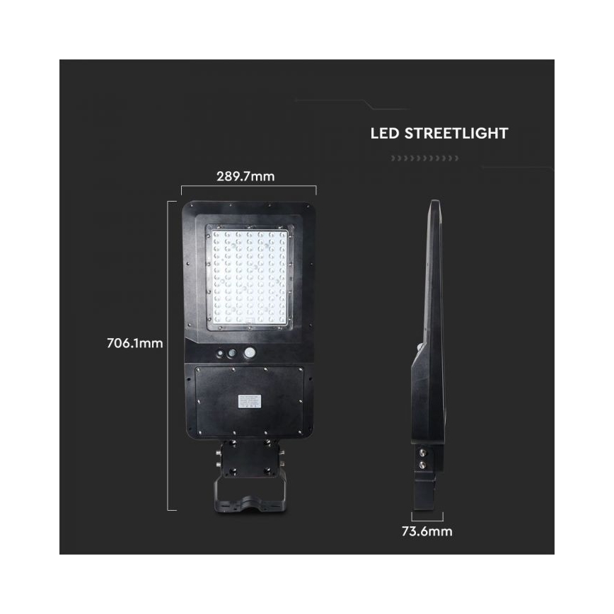 LED-Solar-Straßenlaterne mit Sensor LED/40W/9,6V IP65 6000K 12000 mAh + Fernbedienung