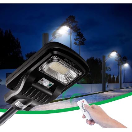 Dimmbare LED-Solar-Straßenlaterne mit Sensor LED/60W/6V 5500 mAh 6500K IP65 schwarz + Fernbedienung