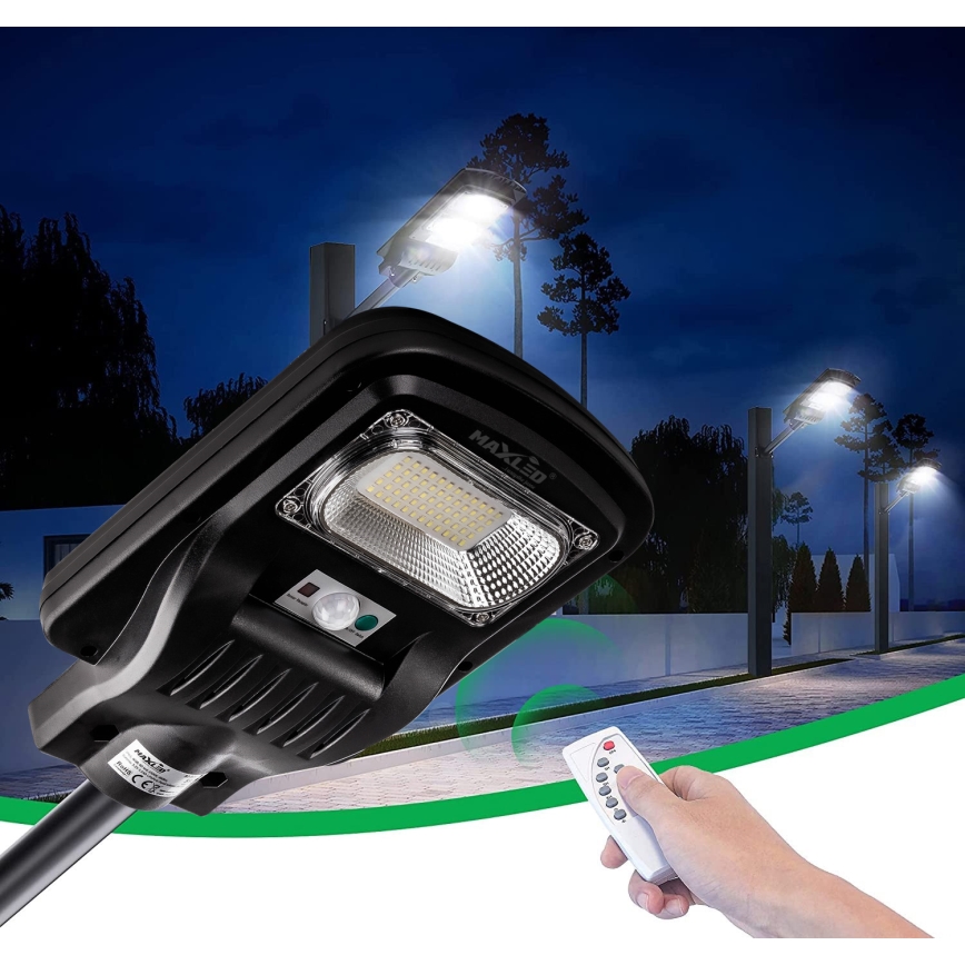 Dimmbare LED-Solar-Straßenlaterne mit Sensor LED/60W/6V 5500 mAh 6500K IP65 schwarz + Fernbedienung