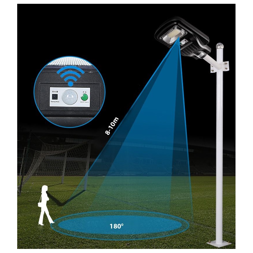 Dimmbare LED-Solar-Straßenlaterne mit Sensor LED/60W/6V 5500 mAh 6500K IP65 schwarz + Fernbedienung