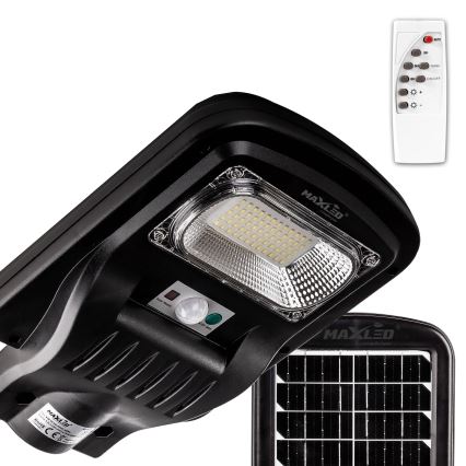 Dimmbare LED-Solar-Straßenlaterne mit Sensor LED/60W/6V 5500 mAh 6500K IP65 schwarz + Fernbedienung