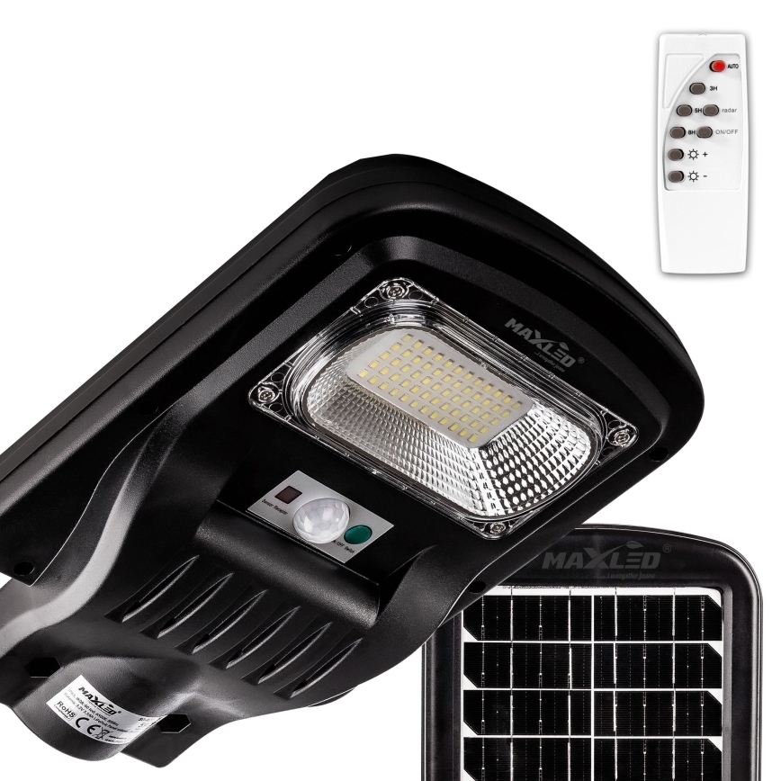 Dimmbare LED-Solar-Straßenlaterne mit Sensor LED/60W/6V 5500 mAh 6500K IP65 schwarz + Fernbedienung