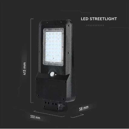 LED-Solar-Straßenleuchte mit Sensor LED/15W/7,4V 4000K IP65 10800 mAh