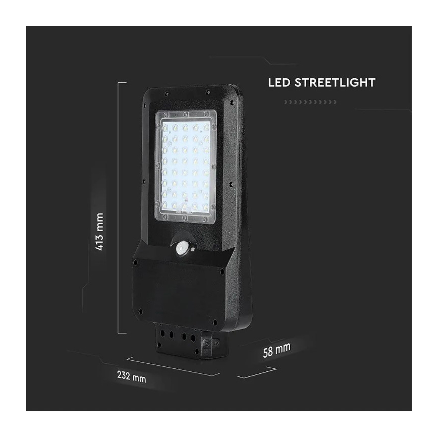 LED-Solar-Straßenleuchte mit Sensor LED/15W/7,4V 6000K IP65 5400 mAh