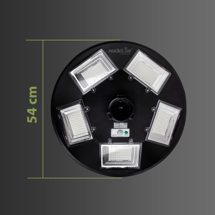 LED-dimmbare solarbetriebene Straßenleuchte mit Sensor LED/22W/6V 18000 mAh 6500K IP65 schwarz + Fernbedienung