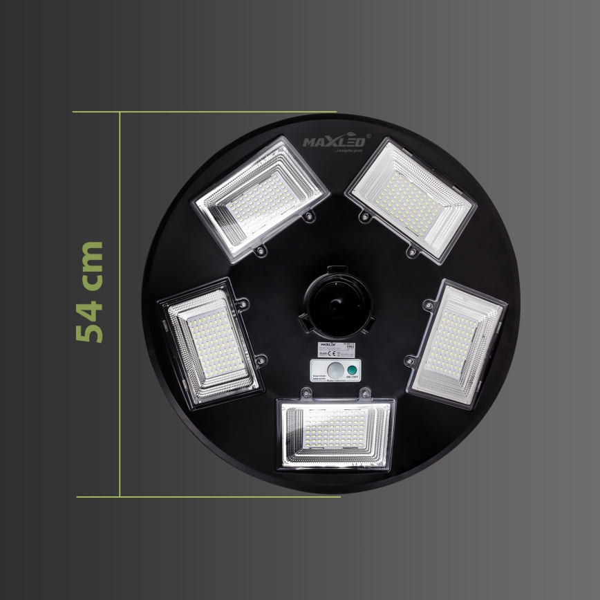 LED-dimmbare solarbetriebene Straßenleuchte mit Sensor LED/22W/6V 18000 mAh 6500K IP65 schwarz + Fernbedienung