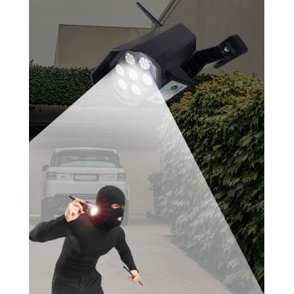 LED Solar-Überwachungskamera-Attrappe mit Sensor LED/3,7V IP44 schwarz + Fernbedienung