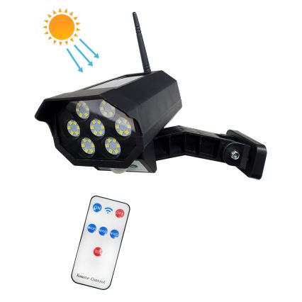 LED Solar-Überwachungskamera-Attrappe mit Sensor LED/3,7V IP44 schwarz + Fernbedienung