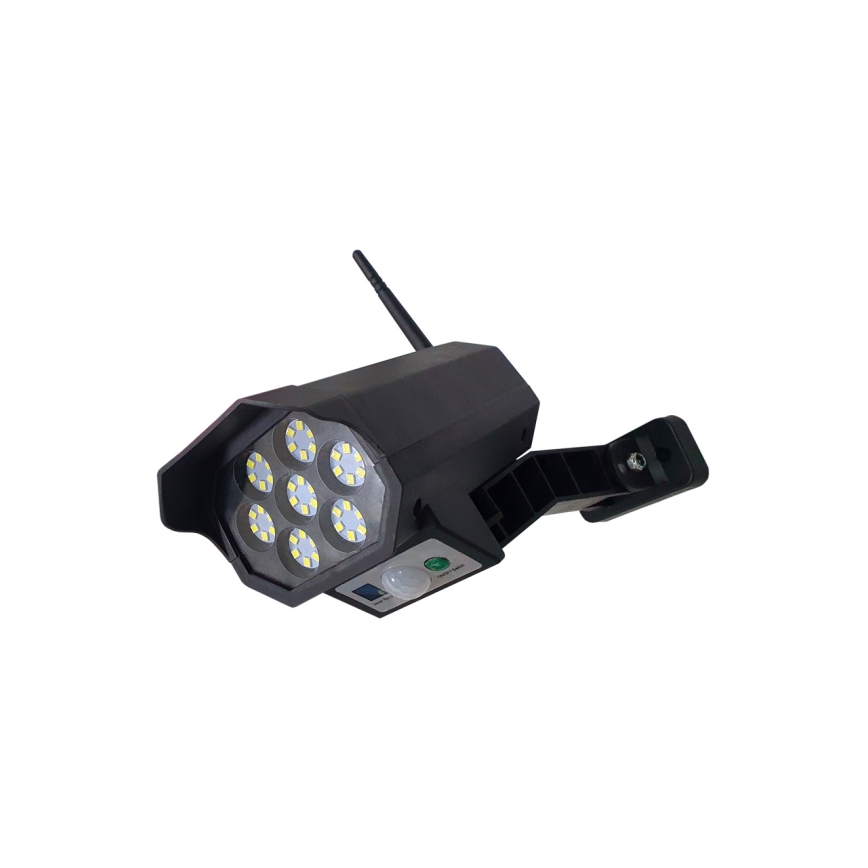LED Solar-Überwachungskamera-Attrappe mit Sensor LED/3,7V IP44 schwarz + Fernbedienung