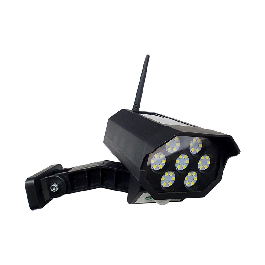 LED Solar-Überwachungskamera-Attrappe mit Sensor LED/3,7V IP44 schwarz + Fernbedienung