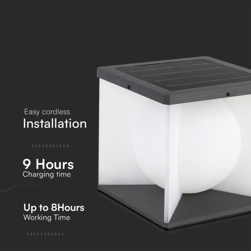 LED dimmbare solarbetriebene Wandleuchte LED/3W/3,7V IP65 3000K 2600 mAh + Fernbedienung