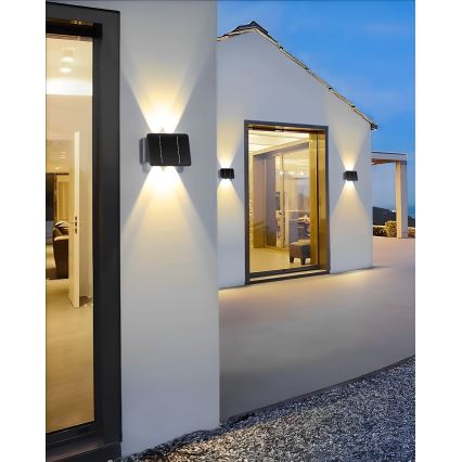 LED Solar-Wandleuchte 4xLED/1,5W/3,7V 1500 mAh IP54 schwarz