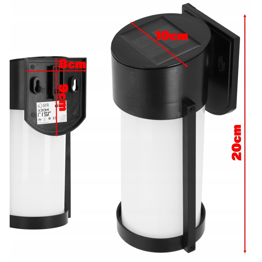 LED Solar-Wandleuchte LED/3,7V 300 mAh IP44 schwarz