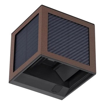 LED-Solar-Wandleuchte mit Sensor, 9 W, 3,7 V, 3000/4000/6000 K, IP65, 2600 mAh, braun