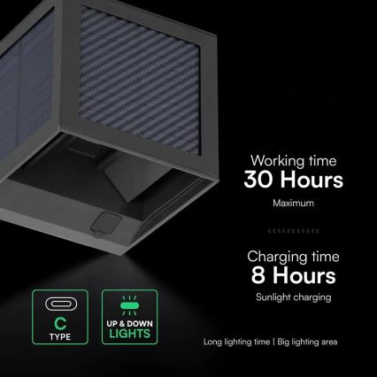 LED-Solar-Wandleuchte mit Sensor, 9 W, 3,7 V, 3000/4000/6000 K, IP65, 2600 mAh, schwarz