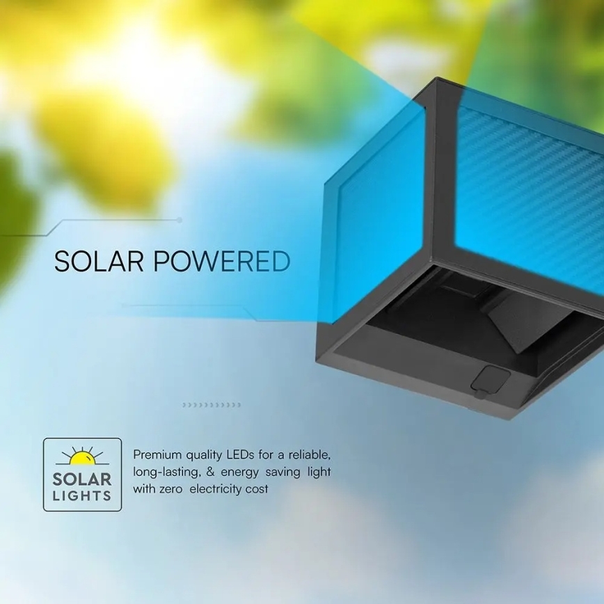 LED-Solar-Wandleuchte mit Sensor, 9 W, 3,7 V, 3000/4000/6000 K, IP65, 2600 mAh, schwarz