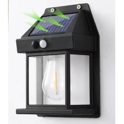 LED Solar-Wandleuchte mit Sensor LANTER LED/1W/3,7V 1200 mAh IP44 Schwarz