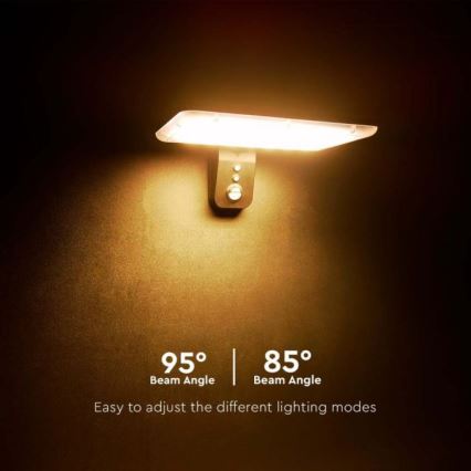 LED Solar-Wandleuchte mit Sensor LED/15W/3,2V 4000K/6000K IP65 6000 mAh Schwarz