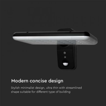 LED Solar-Wandleuchte mit Sensor LED/15W/3,2V 4000K/6000K IP65 6000 mAh Schwarz