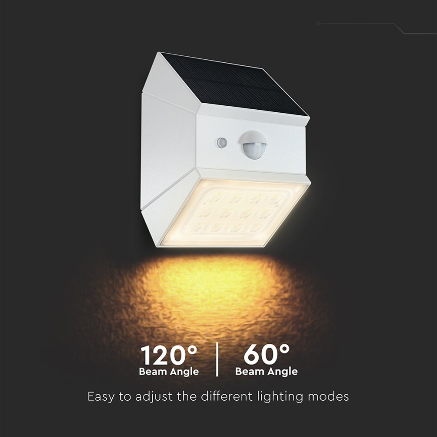 LED-Solar-Wandleuchte mit Sensor LED/2,5W/3,7V 3000/4000/6000K IP65 1200 mAh weiß