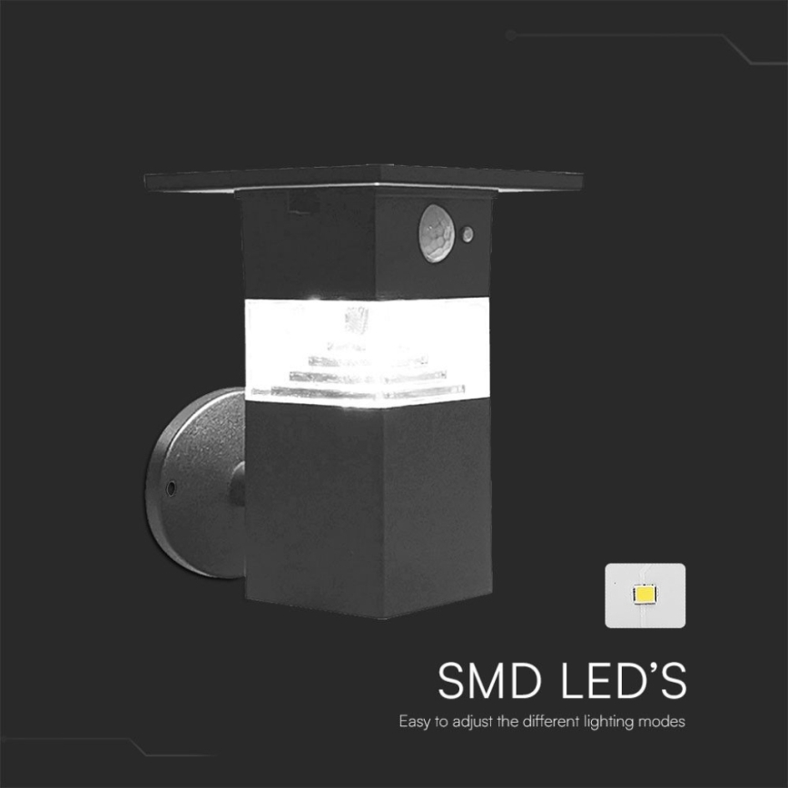 LED Solar-Wandleuchte mit Sensor LED/2,5W/3,7V IP54 3000K 2200 mAh