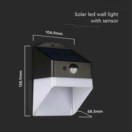 LED Solar-Wandleuchte mit Sensor LED/2W/3,7V 4000K IP65 1200 mAh