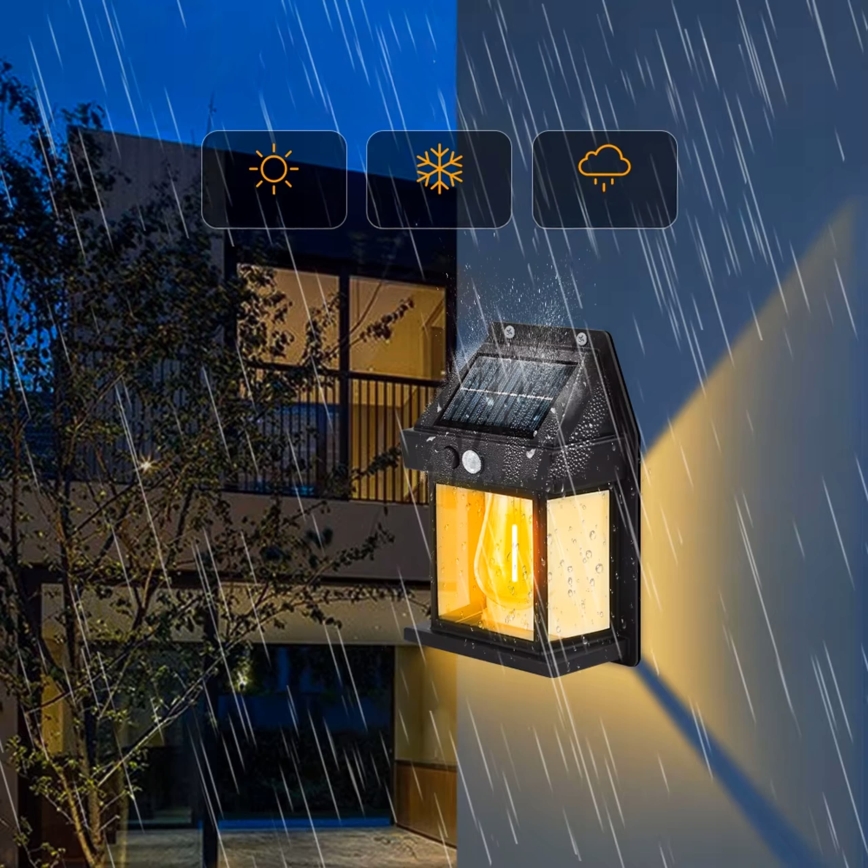 LED-Solar-Wandleuchte mit Sensor LED/3,7V 600 mAh IP44 schwarz