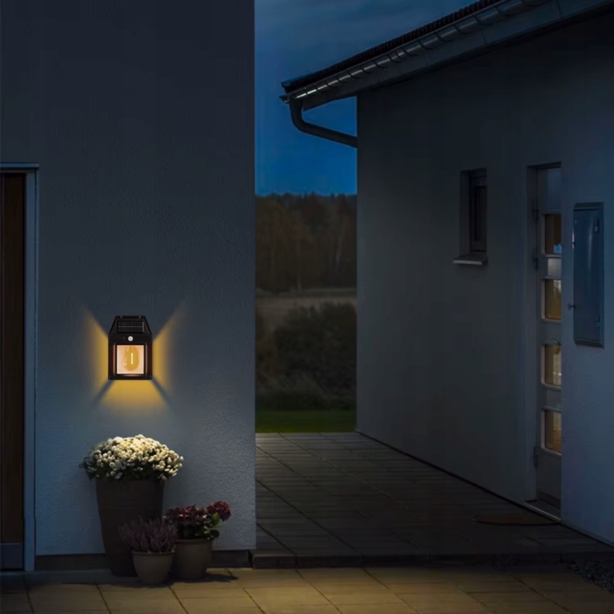 LED-Solar-Wandleuchte mit Sensor LED/3,7V 600 mAh IP44 schwarz