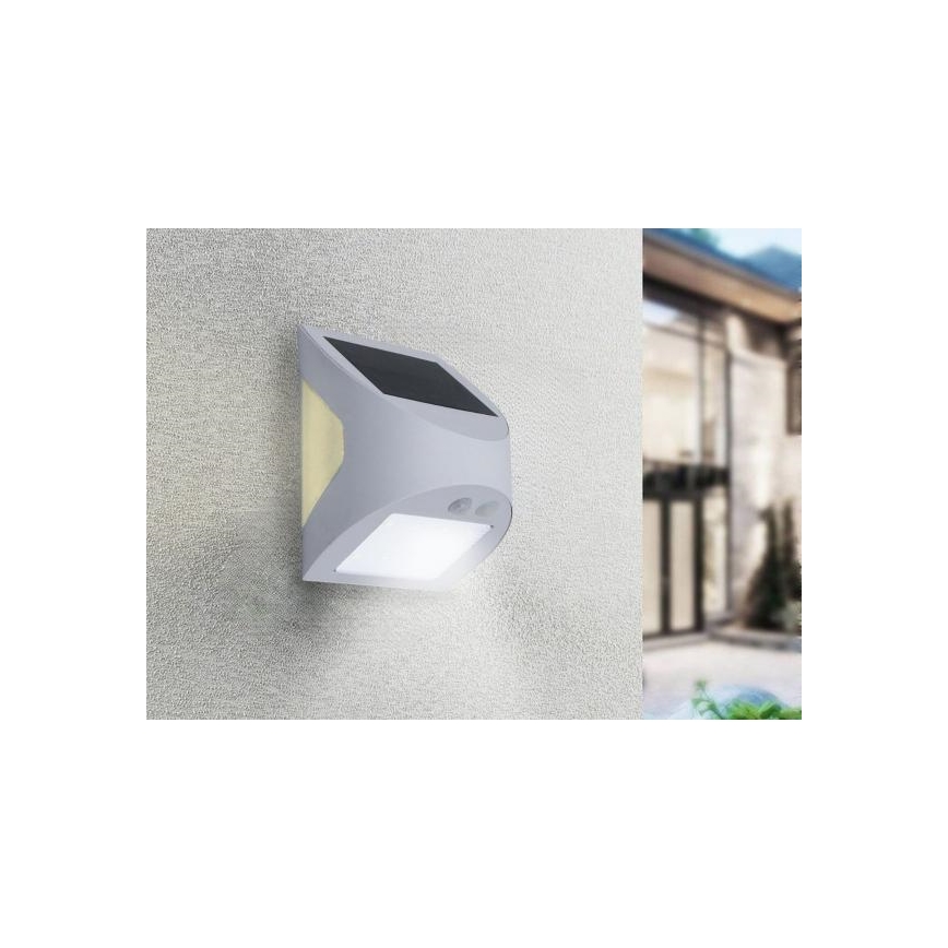 LED-Solar-Wandleuchte mit Sensor LED/3W/3,7V 3000/4000K 1200 mAh IP54 weiß