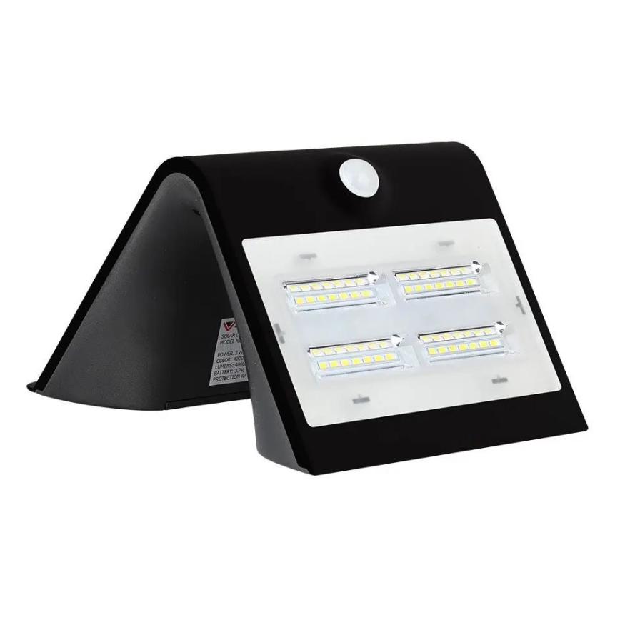 LED-Solar-Wandleuchte mit Sensor LED/3W/3,7V 3000/4000K IP65 schwarz
