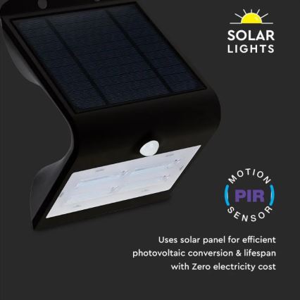 LED-Solar-Wandleuchte mit Sensor LED/3W/3,7V 3000/4000K IP65 schwarz