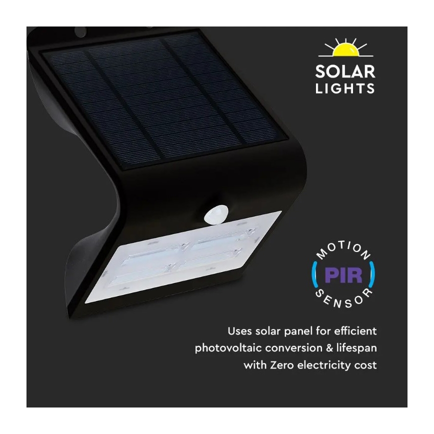 LED-Solar-Wandleuchte mit Sensor LED/3W/3,7V 3000/4000K IP65 schwarz
