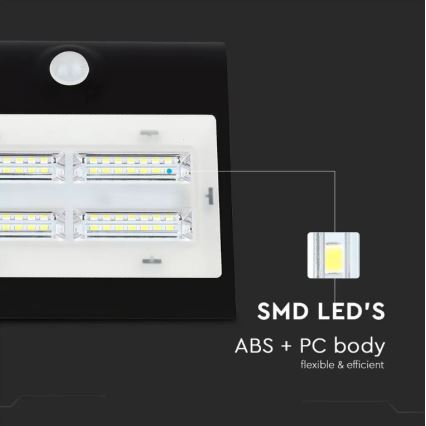 LED-Solar-Wandleuchte mit Sensor LED/3W/3,7V 3000/4000K IP65 schwarz