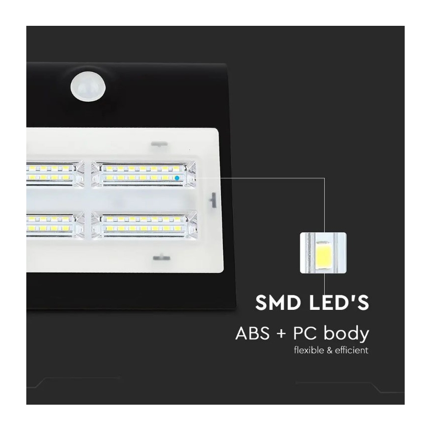 LED-Solar-Wandleuchte mit Sensor LED/3W/3,7V 3000/4000K IP65 schwarz
