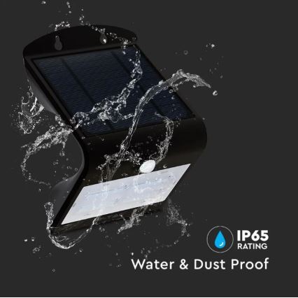 LED-Solar-Wandleuchte mit Sensor LED/3W/3,7V 3000/4000K IP65 schwarz