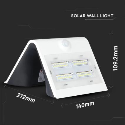 LED Solar-Wandleuchte mit Sensor LED/3W/3,7V 3000/4000K IP65 2000 mAh Weiß