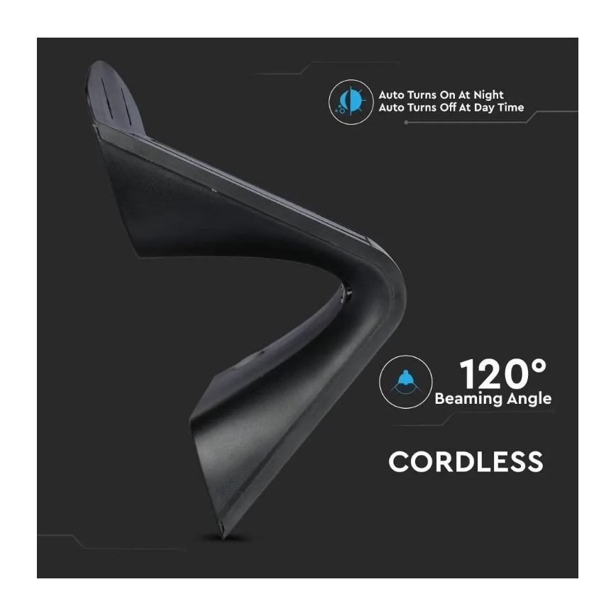 LED Solar-Wandleuchte mit Sensor LED/7W/3,7V 4000K IP65 4000 mAh Schwarz