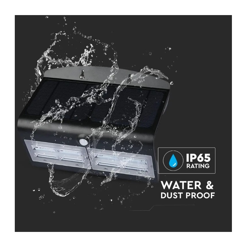 LED Solar-Wandleuchte mit Sensor LED/7W/3,7V 4000K IP65 4000 mAh Schwarz