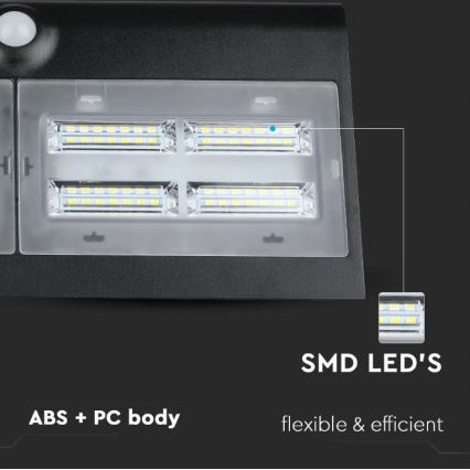 LED Solar-Wandleuchte mit Sensor LED/7W/3,7V 4000K IP65 schwarz