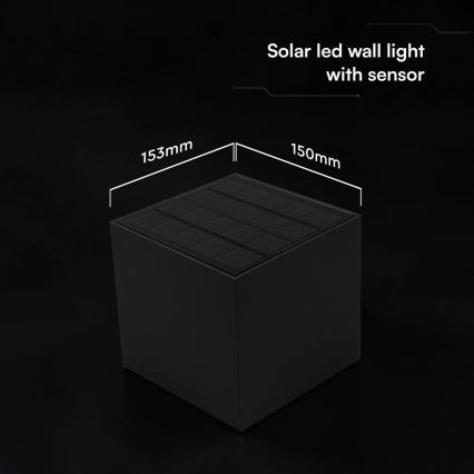 LED Solar-Wandleuchte mit Sensor LED/9W/3,7V 3000/4000/5000K IP65 2600 mAh schwarz