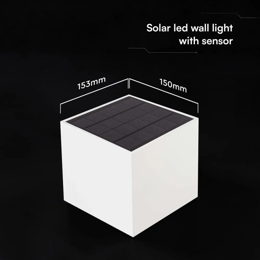 LED-Solar-Wandleuchte mit Sensor LED/9W/3,7V 3000/4000/5000K IP65 2600 mAh weiß
