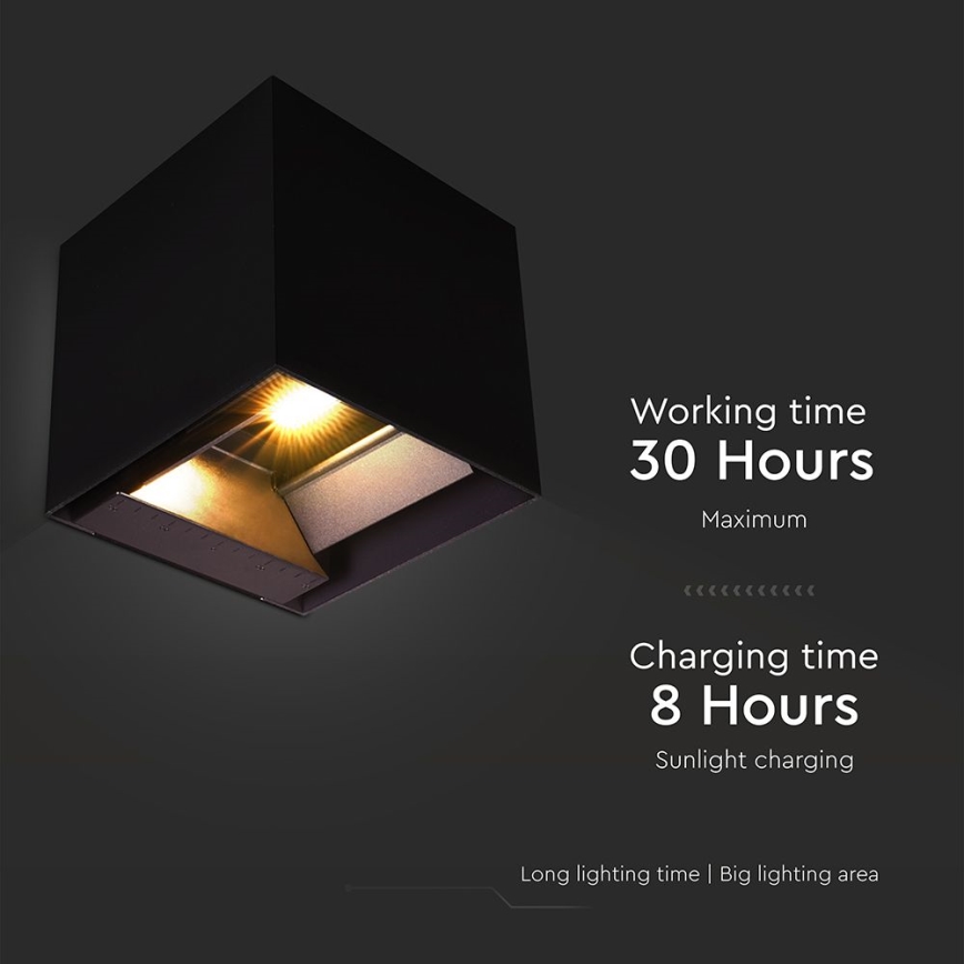 LED Solar-Wandleuchte mit Sensor LED/9W/3,7V 3000/4000/5000K 2600 mAh IP65 Schwarz